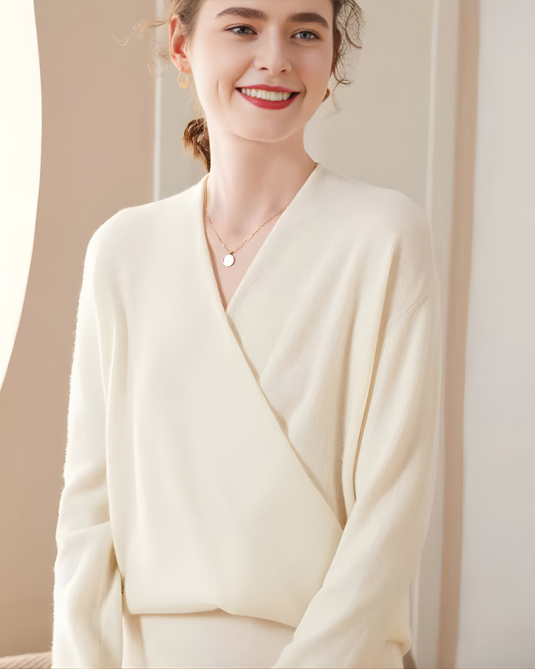 Suéter de Caxemira (Blend) Gola V