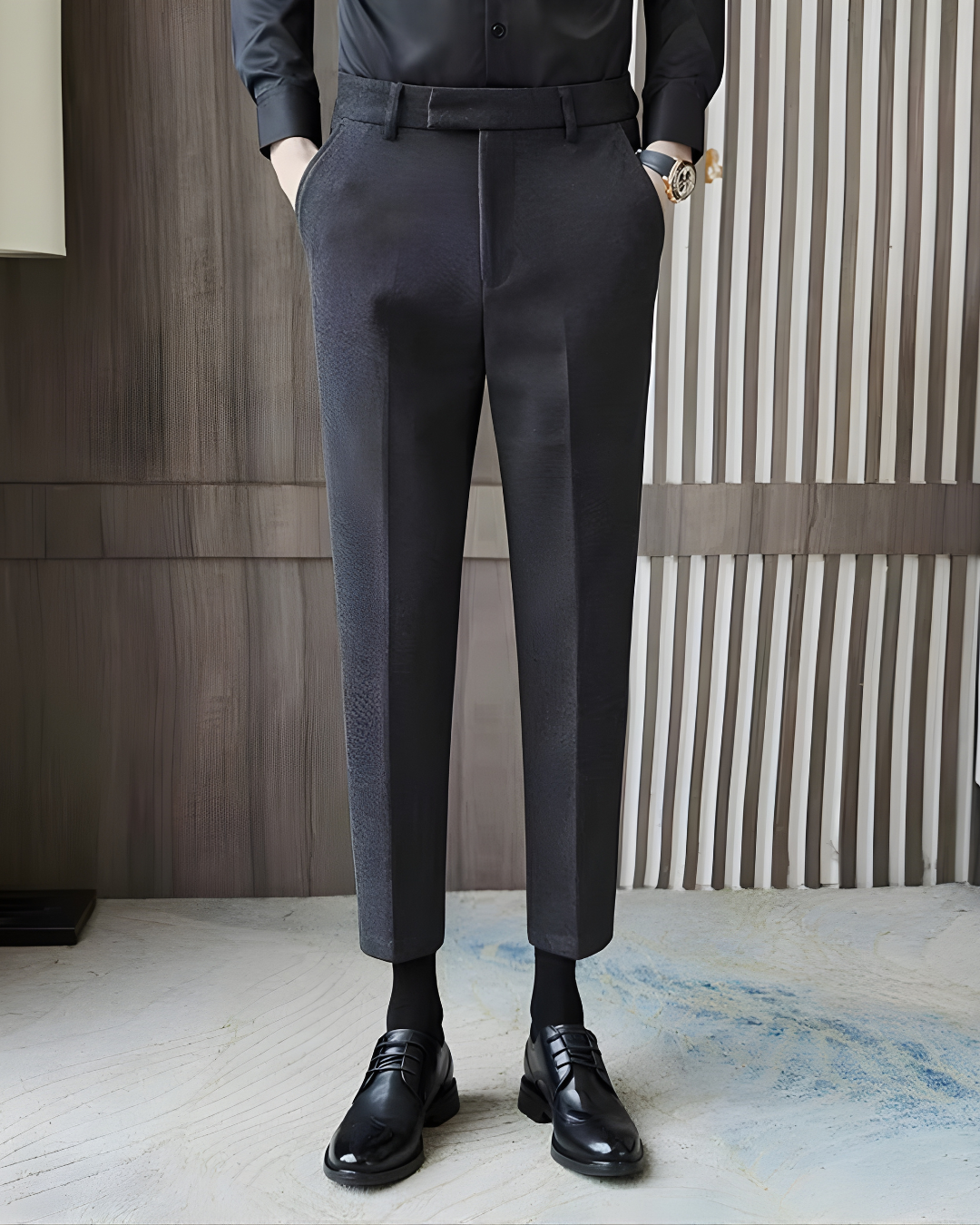 Calça Social Slim Fit Cinza (Lã Fria/Blend)