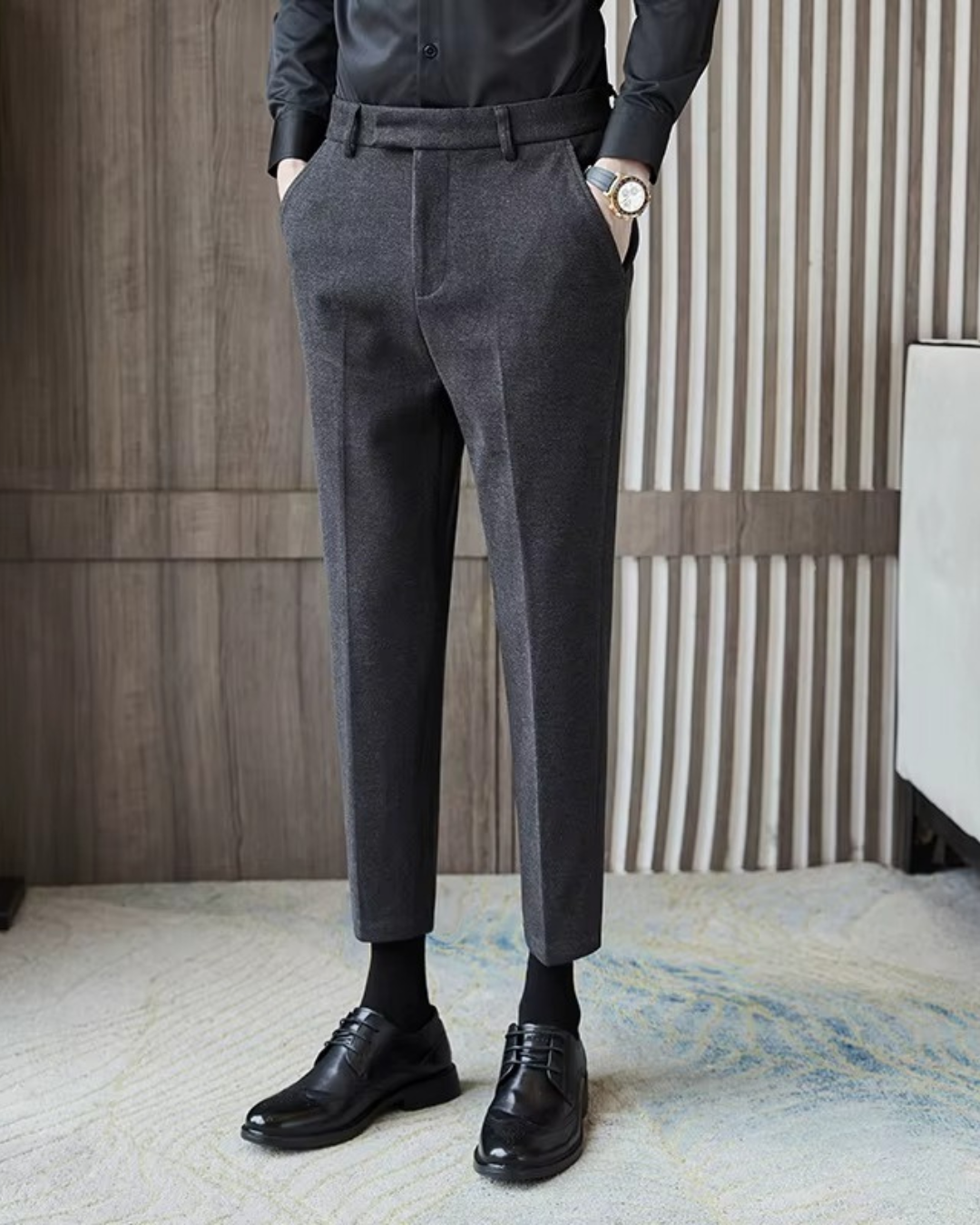 Calça Social Slim Fit Cinza (Lã Fria/Blend)