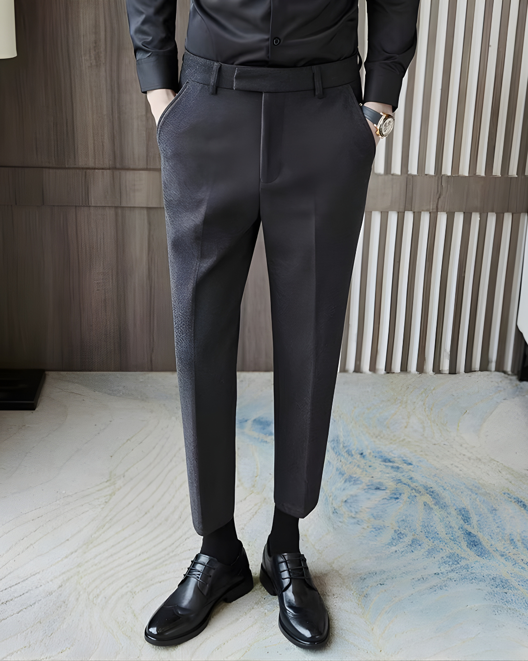 Calça Social Slim Fit Cinza (Lã Fria/Blend)