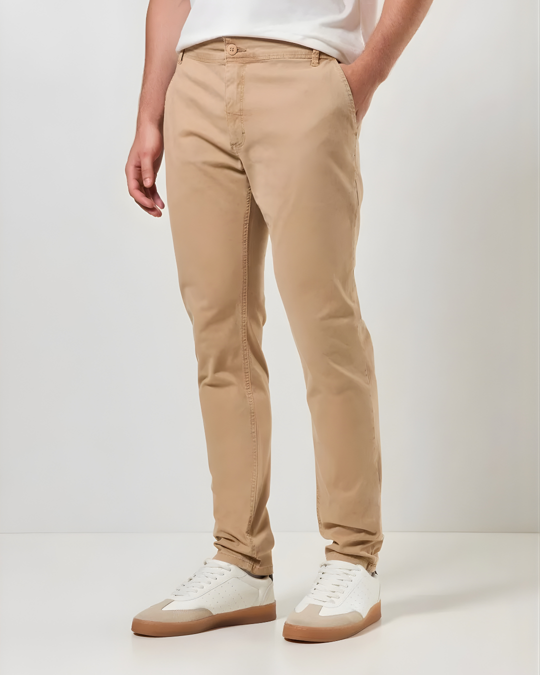 Calça de Sarja Slim Fit Cáqui (Chino)