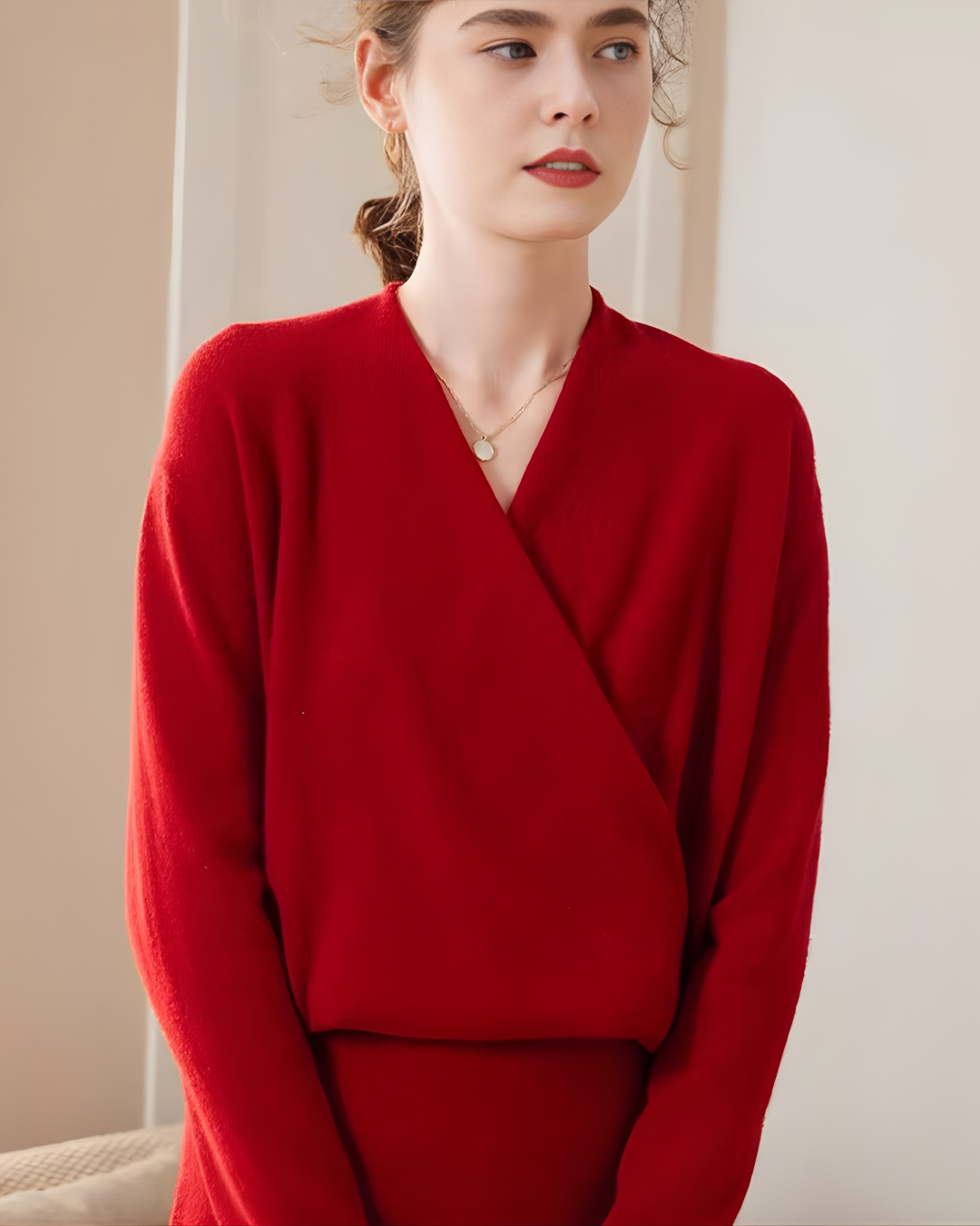 Suéter de Caxemira (Blend) Gola V