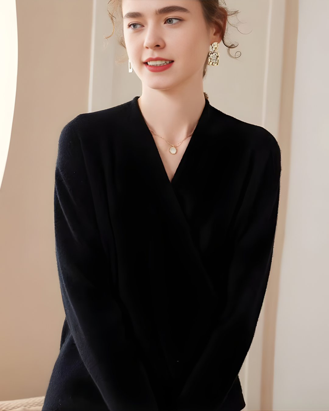 Suéter de Caxemira (Blend) Gola V