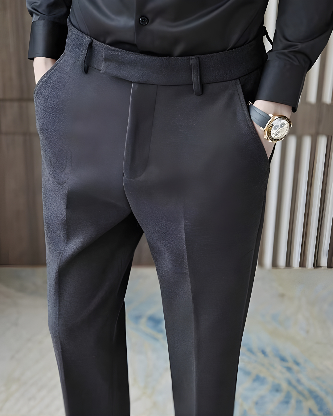 Calça Social Slim Fit Cinza (Lã Fria/Blend)